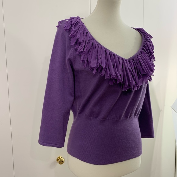 Whimsy by Sydney Easton XL sweater fringe V neck - Picture 6 of 8